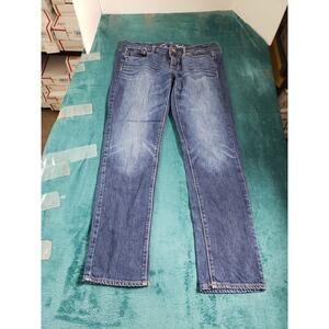 American Eagle Jeans Size 4 Short Womens Blue Stretch Pants Mid Rise Skinny